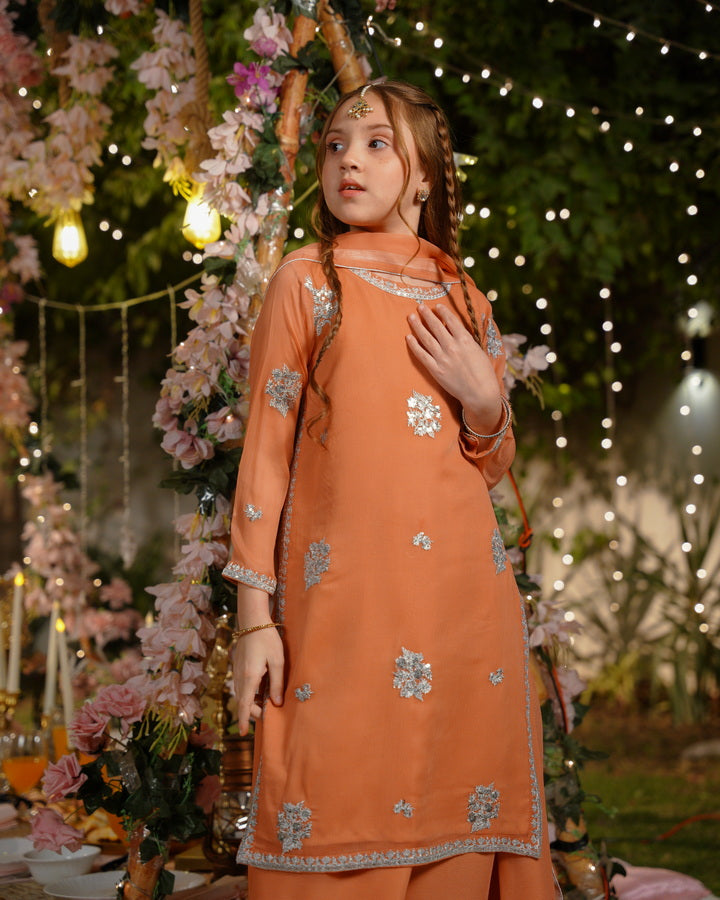 Kesari Noor - 3pcs - Sequence Embroidered Chiffon - Festive - Sprinkles Pakistan