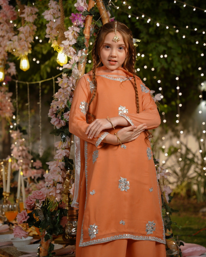 Kesari Noor - 3pcs - Sequence Embroidered Chiffon - Festive - Sprinkles Pakistan
