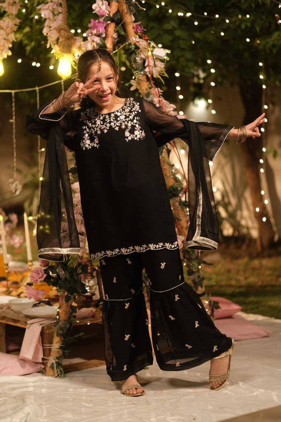 Noor-e-Siyah - 3pcs - Sequence Embroidered Chiffon - Festive - Sprinkles Pakistan