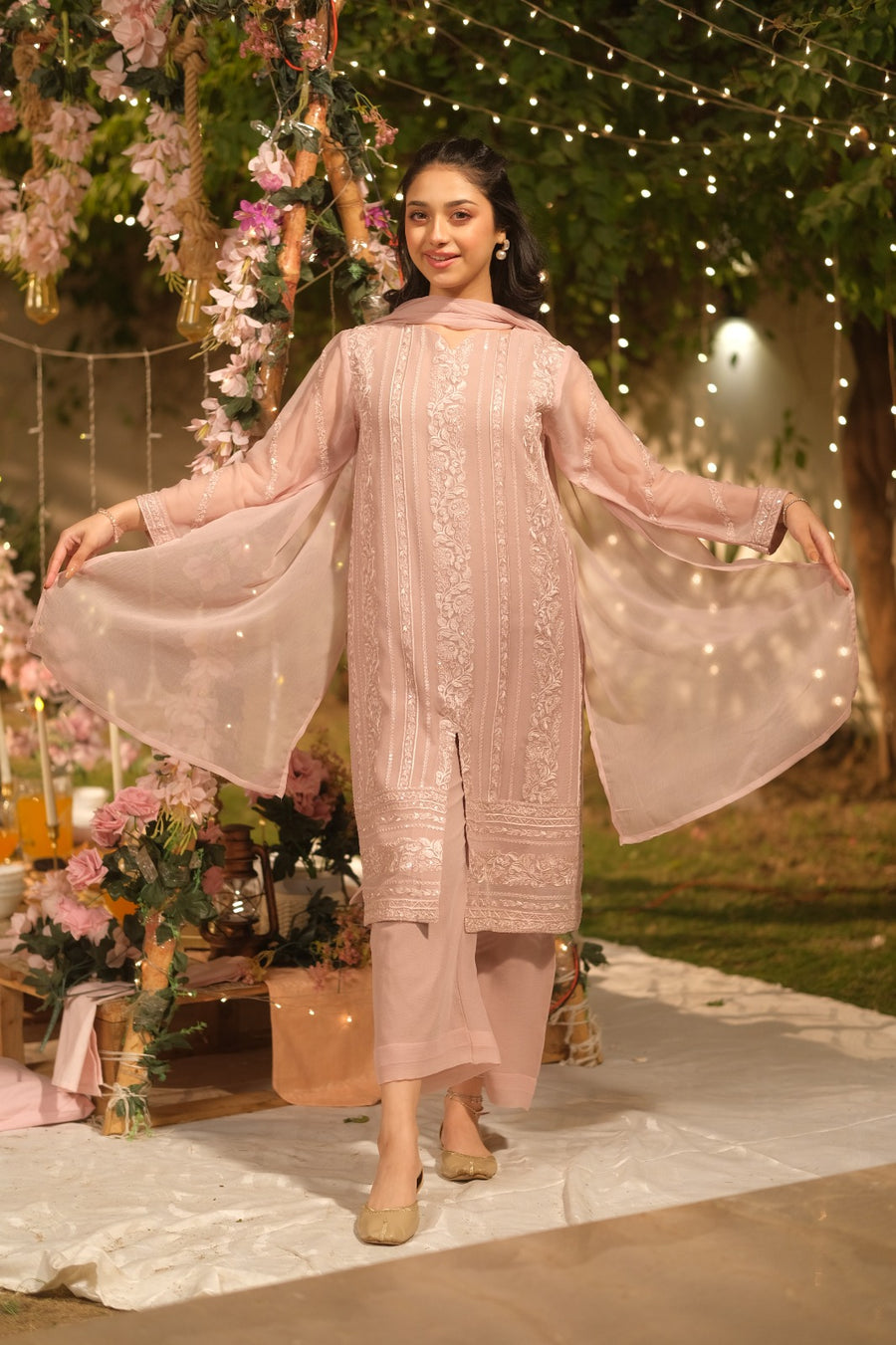 Suhana Zari - 3pcs - Sequence Embroidered Chiffon - Festive - Sprinkles Pakistan