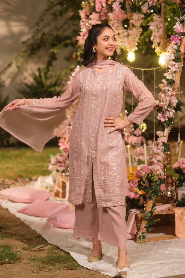 Suhana Zari - 3pcs - Sequence Embroidered Chiffon - Festive - Sprinkles Pakistan