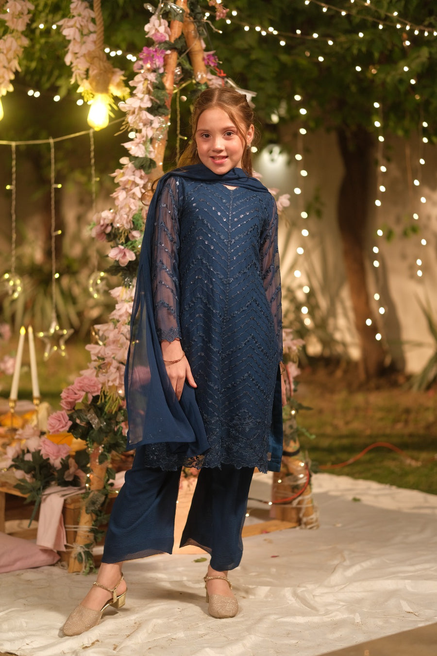 Falak - 3pcs - Sequence Embroidered Chiffon - Festive - Sprinkles Pakistan