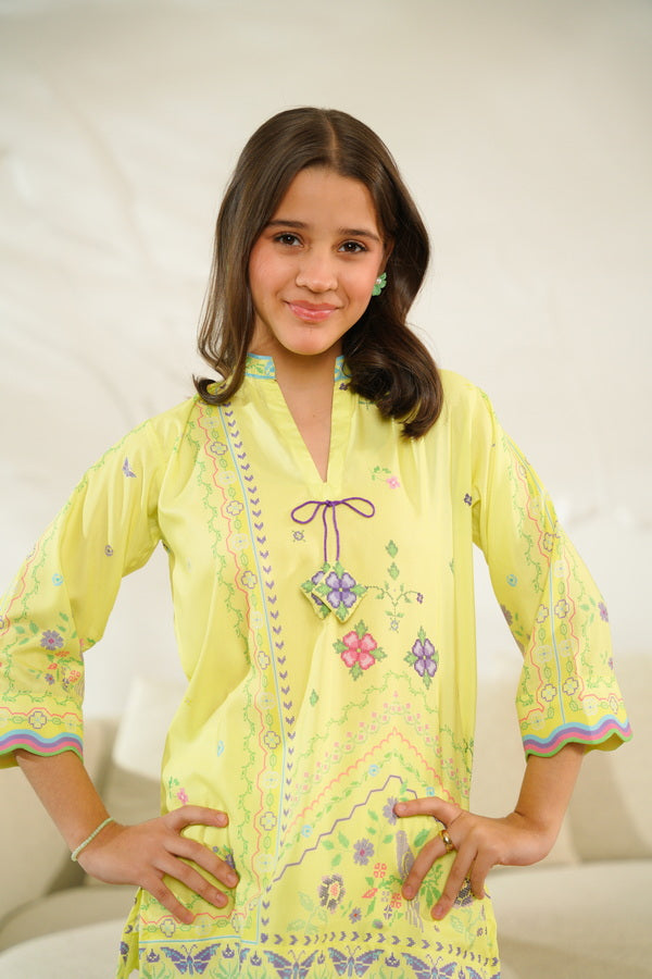 Sunbird Bloom - 2pcs - Co-ord Set - Poly Cambric - 2pcs-ready-to-wear - Sprinkles Pakistan