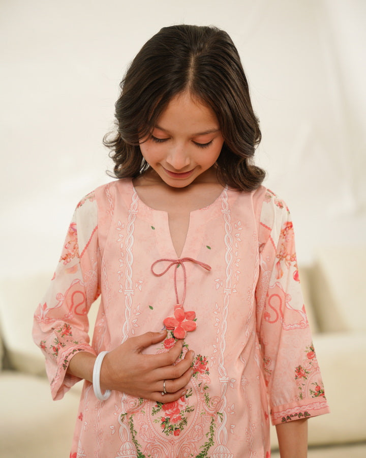 Rosy Charm - 2pcs - Co-ord Set - Poly Cambric - 2pcs-ready-to-wear - Sprinkles Pakistan