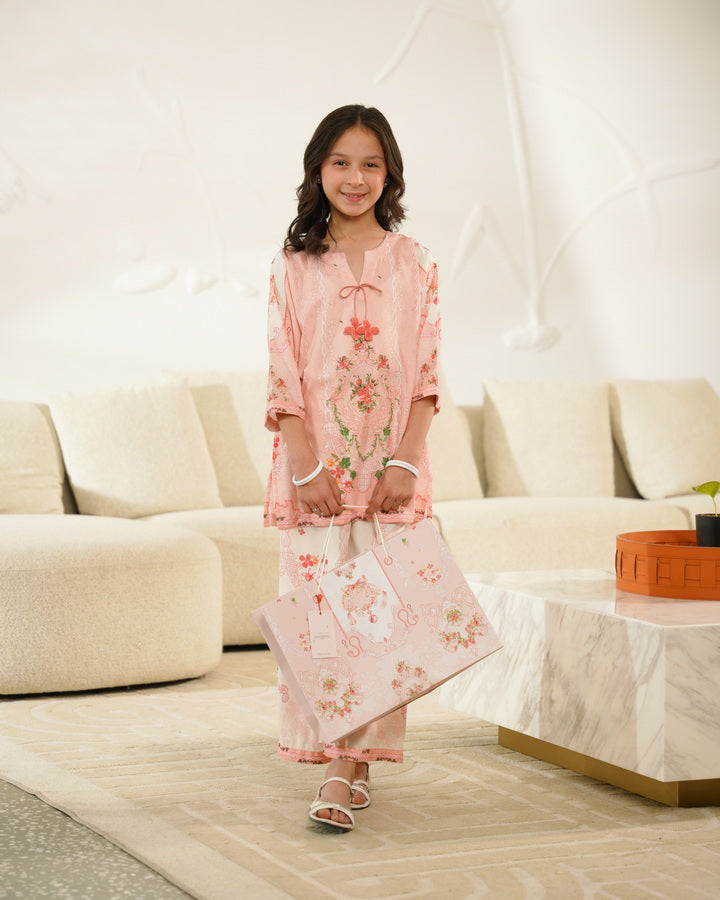 Rosy Charm - 2pcs - Co-ord Set - Poly Cambric - 2pcs-ready-to-wear - Sprinkles Pakistan