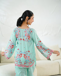 Rosy Swirl - 2pcs - Co-ord Set - Poly Cambric - 2pcs-ready-to-wear - Sprinkles Pakistan