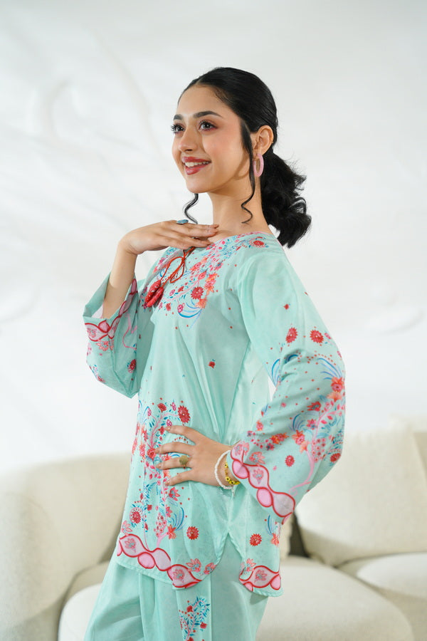 Rosy Swirl - 2pcs - Co-ord Set - Poly Cambric - 2pcs-ready-to-wear - Sprinkles Pakistan