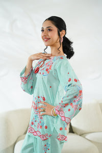 Rosy Swirl - 2pcs - Co-ord Set - Poly Cambric - 2pcs-ready-to-wear - Sprinkles Pakistan