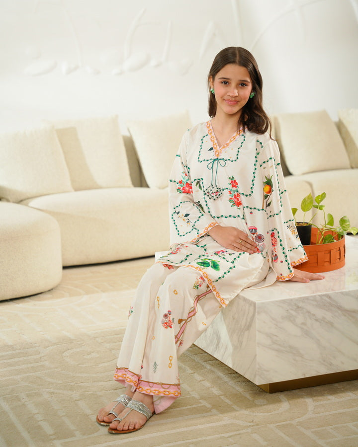 Fresco Canvas - 2pcs - Co-ord Set - Poly Cambric - 2pcs-ready-to-wear - Sprinkles Pakistan