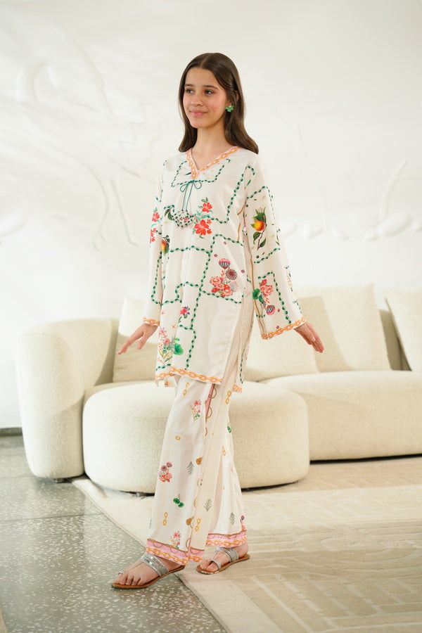 Fresco Canvas - 2pcs - Co-ord Set - Poly Cambric - 2pcs-ready-to-wear - Sprinkles Pakistan