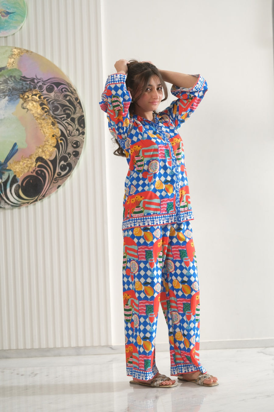 Picnic Pop - 2pcs - Co-ord Set - Poly Cambric - 2pcs-ready-to-wear - Sprinkles Pakistan