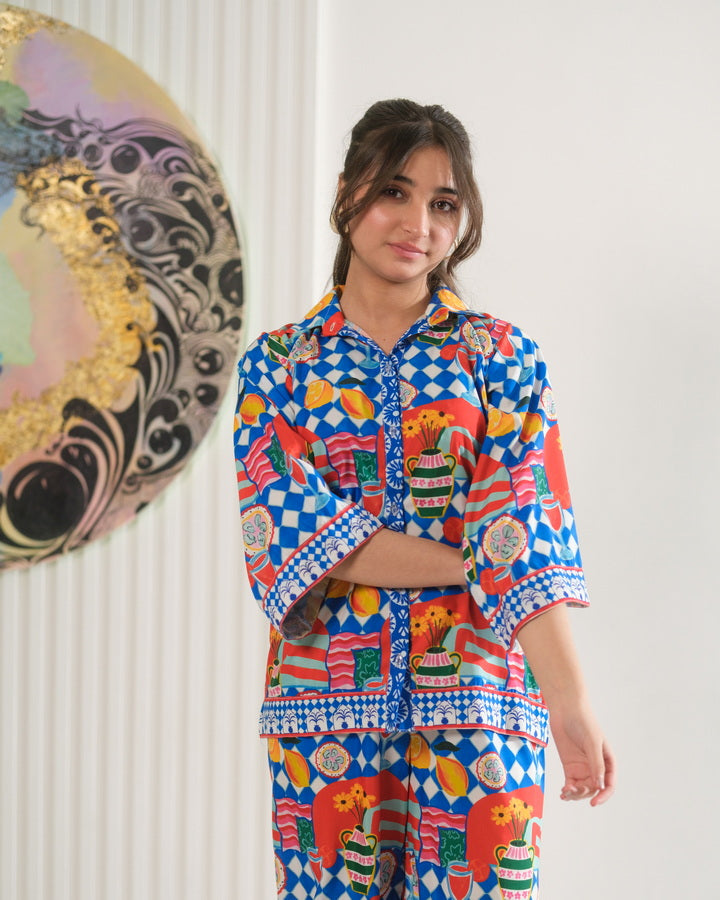 Picnic Pop - 2pcs - Co-ord Set - Poly Cambric - 2pcs-ready-to-wear - Sprinkles Pakistan