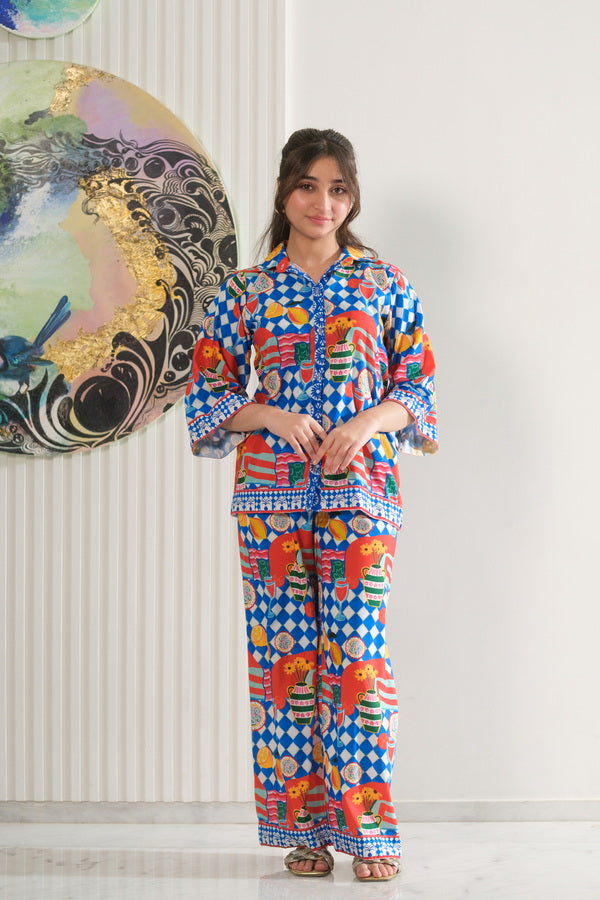 Picnic Pop - 2pcs - Co-ord Set - Poly Cambric - 2pcs-ready-to-wear - Sprinkles Pakistan