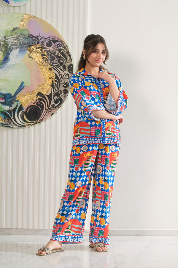 Picnic Pop - 2pcs - Co-ord Set - Poly Cambric - 2pcs-ready-to-wear - Sprinkles Pakistan