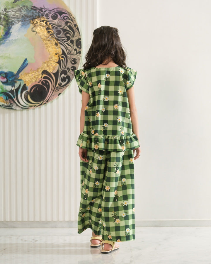Daisy Checks - 2pcs - Co-ord Set - Poly Cambric - 2pcs-ready-to-wear - Sprinkles Pakistan