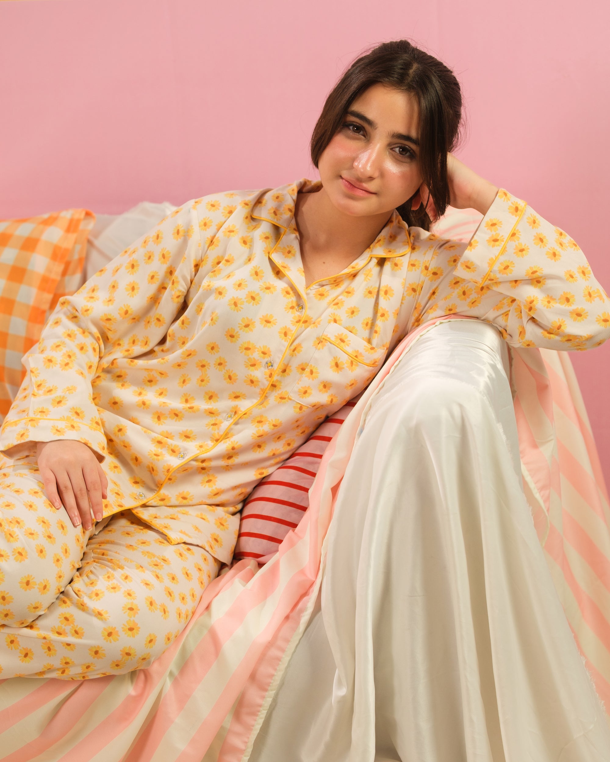 Fresh Citrus - 2pcs - Nightsuit - Boski Linen - New Arrival, Apr Shoot 2026, Night Suit - Sprinkles Pakistan