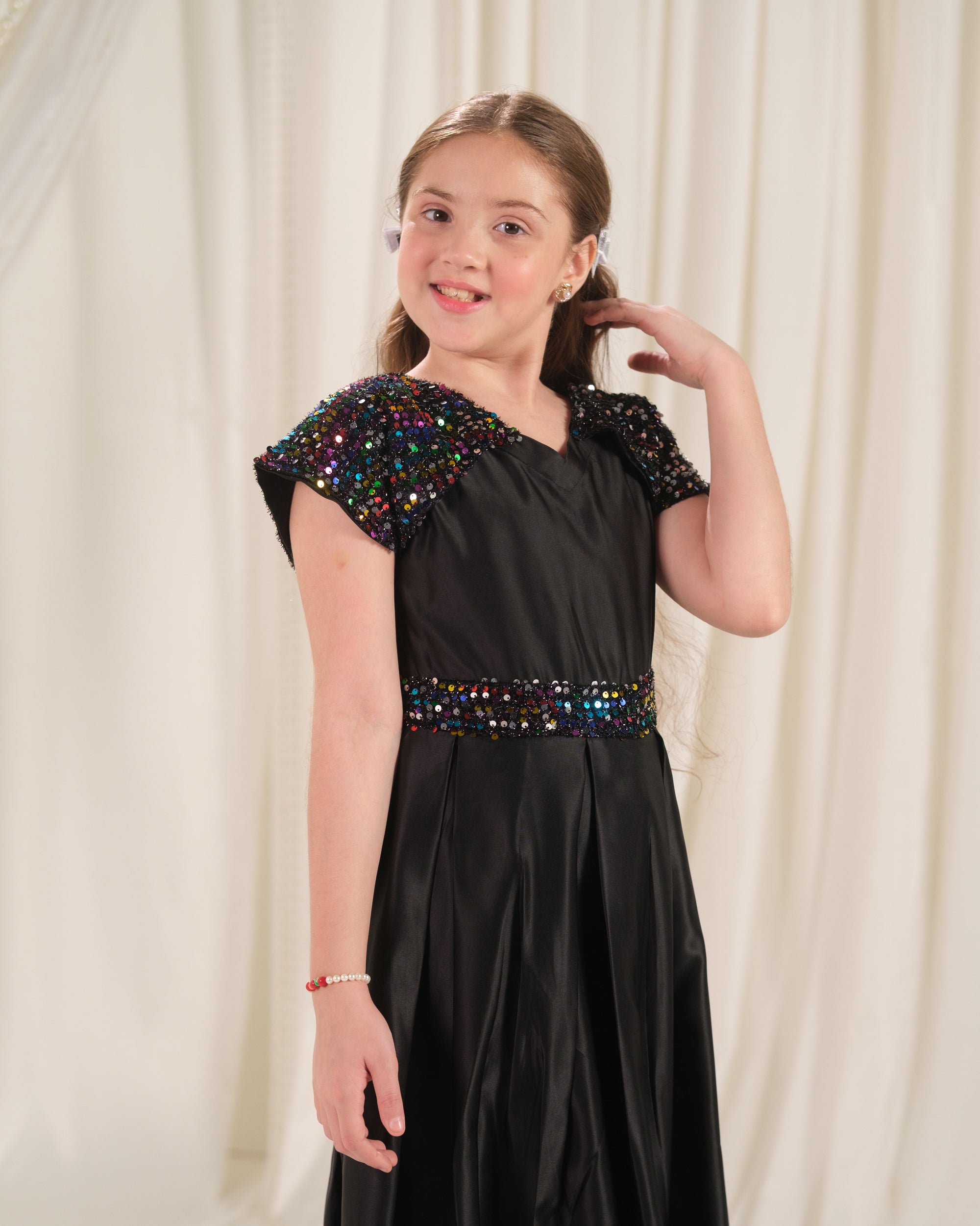 Twirl Midi - 1pc - Sequence Net & Silk - Festive - Sprinkles Pakistan