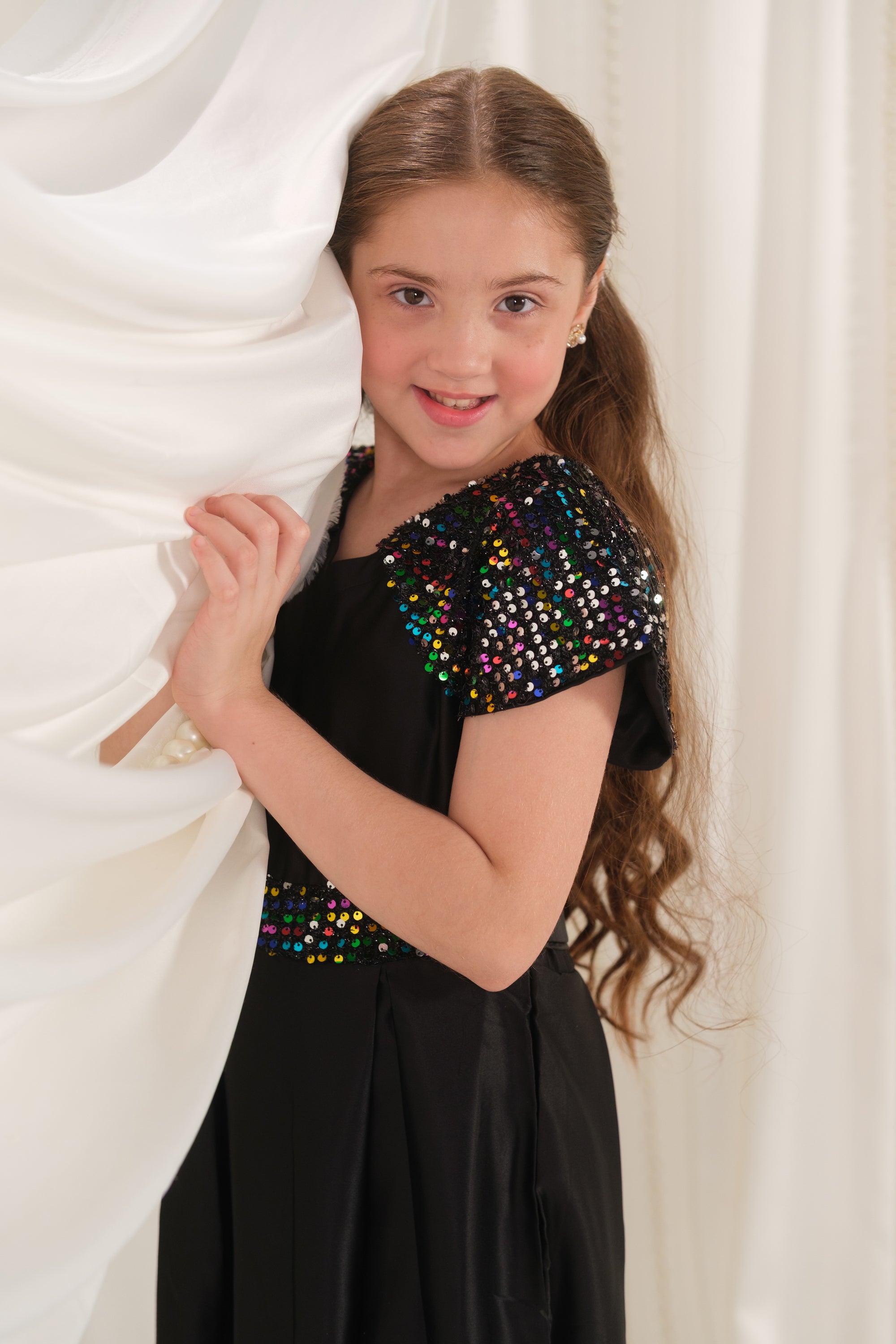 Twirl Midi - 1pc - Sequence Net & Silk - Festive - Sprinkles Pakistan