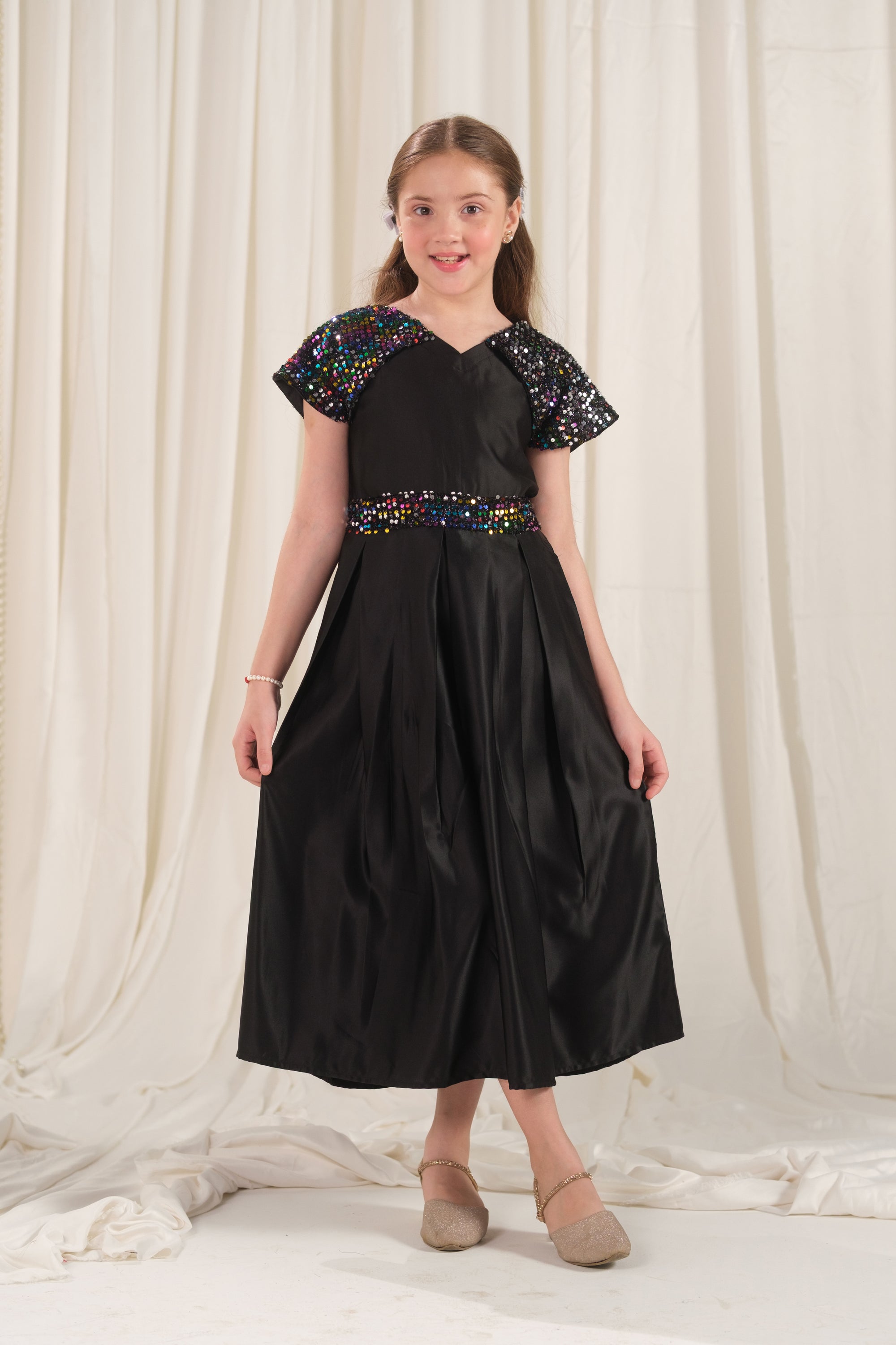 Twirl Midi - 1pc - Sequence Net & Silk - Festive - Sprinkles Pakistan
