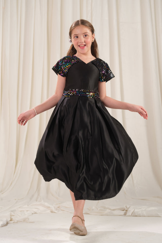Twirl Midi - 1pc - Sequence Net & Silk - Festive - Sprinkles Pakistan