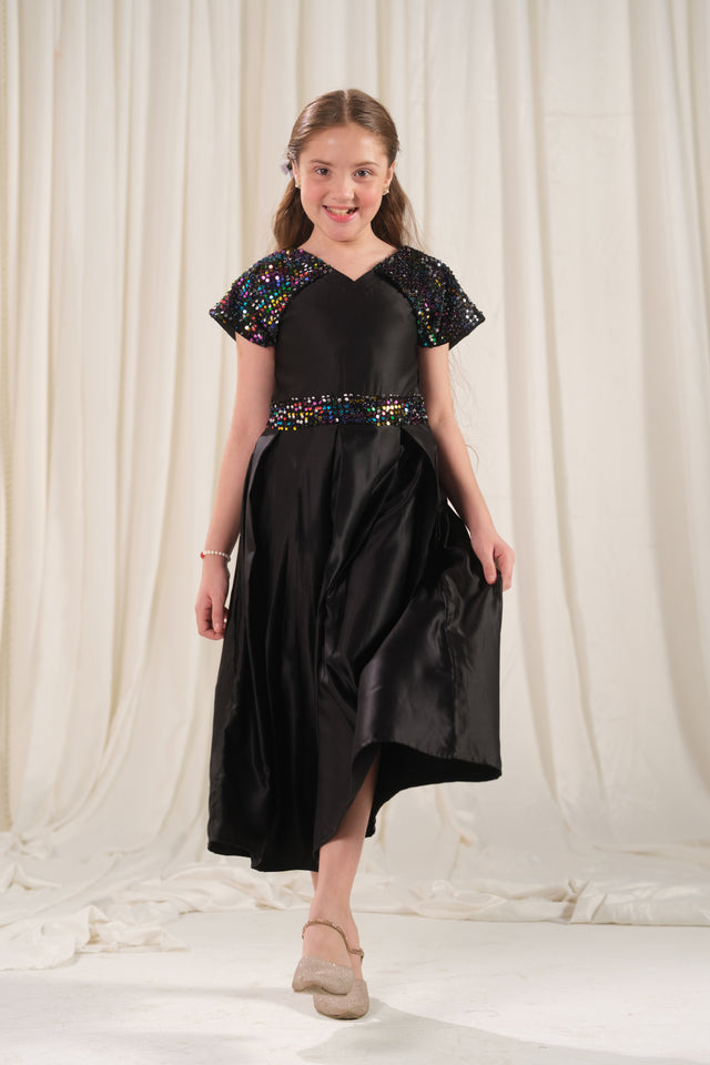 Twirl Midi - 1pc - Sequence Net & Silk - Festive - Sprinkles Pakistan