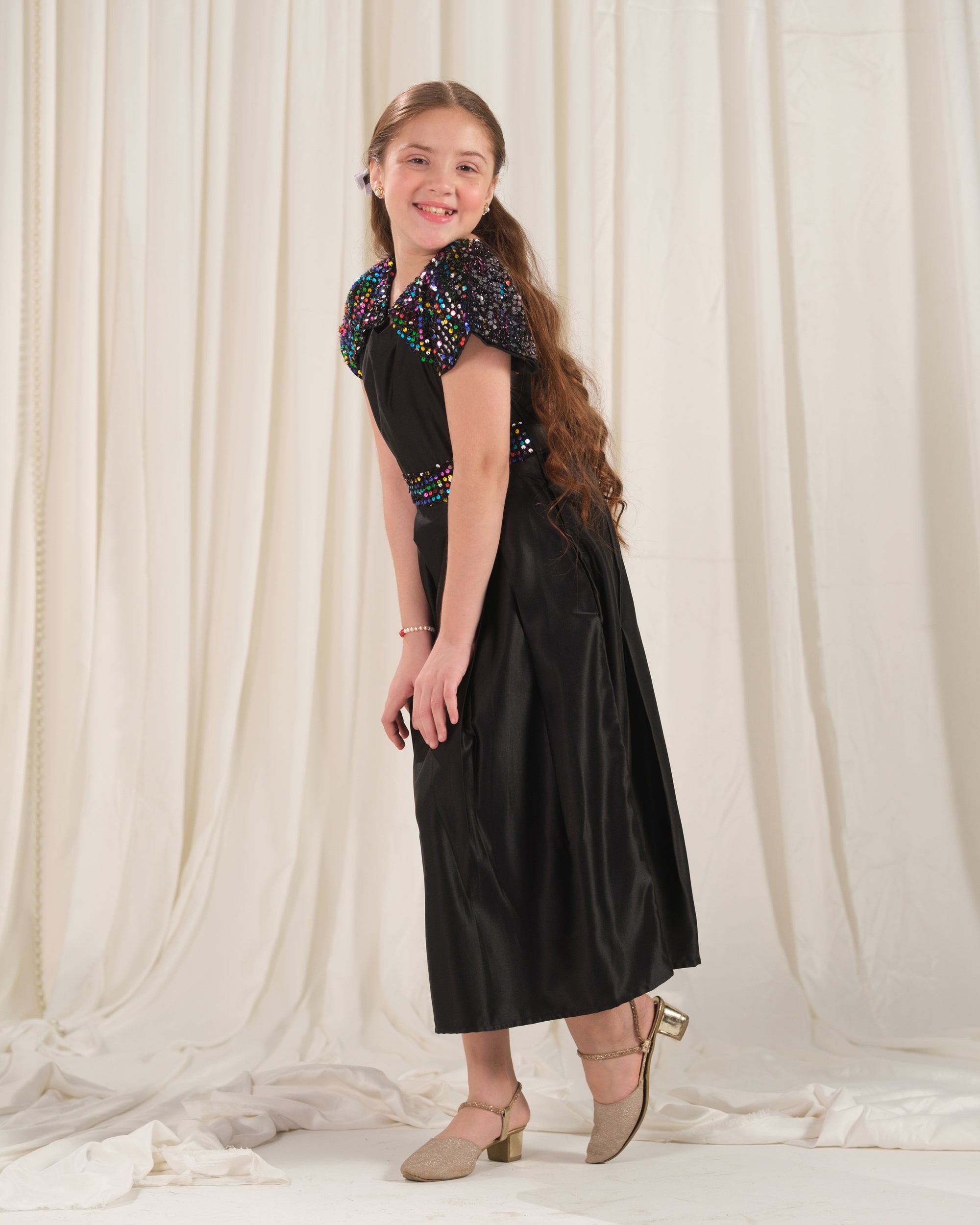 Twirl Midi - 1pc - Sequence Net & Silk - Festive - Sprinkles Pakistan