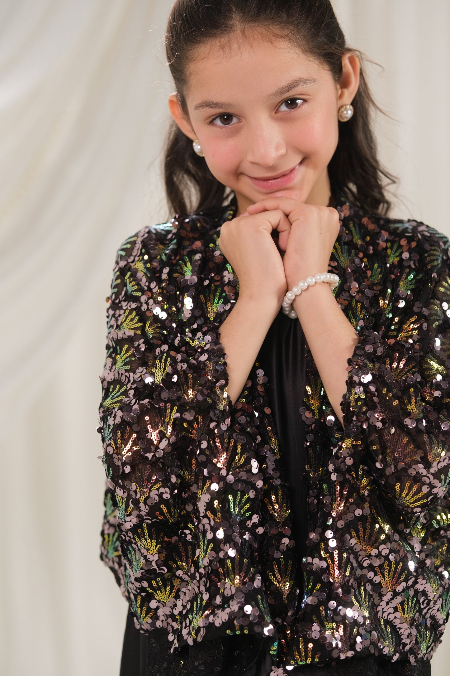 Moonlight Cape with Jumpsuit - 2pcs - Sequence Net & Silk - Festive - Sprinkles Pakistan