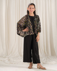 Moonlight Cape with Jumpsuit - 2pcs - Sequence Net & Silk - Festive - Sprinkles Pakistan