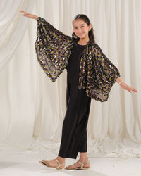 Moonlight Cape with Jumpsuit - 2pcs - Sequence Net & Silk - Festive - Sprinkles Pakistan