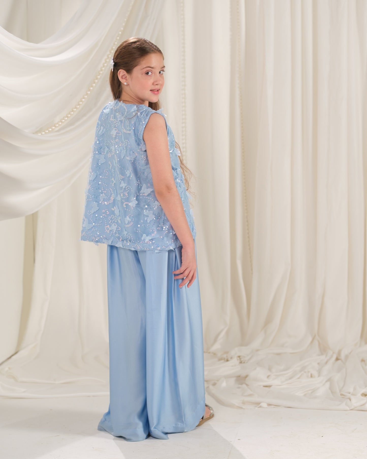 Frosted Petal - 2pcs - Sequence Net & Silk - Festive - Sprinkles Pakistan
