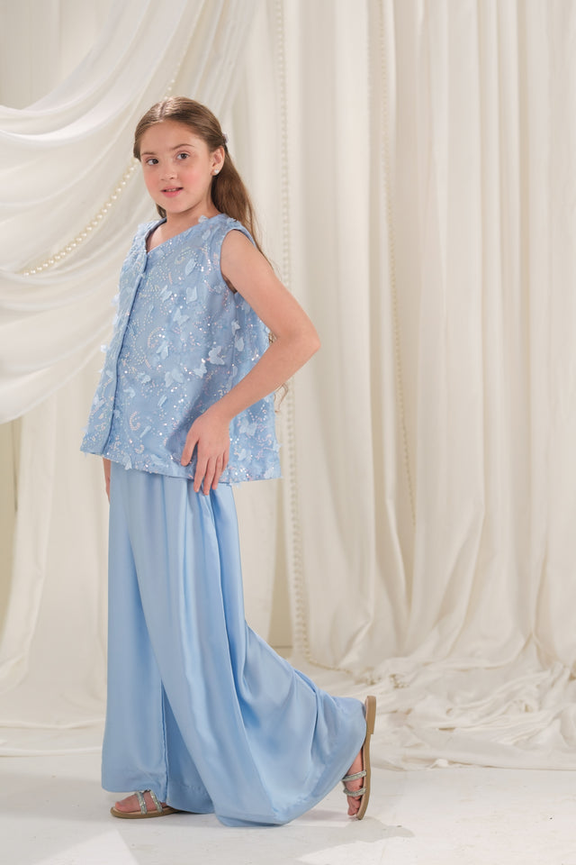 Frosted Petal - 2pcs - Sequence Net & Silk - Festive - Sprinkles Pakistan