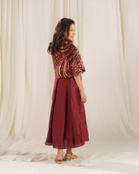 Golden Swirl Gown - 2pcs - Net & Sik - Festive - Sprinkles Pakistan