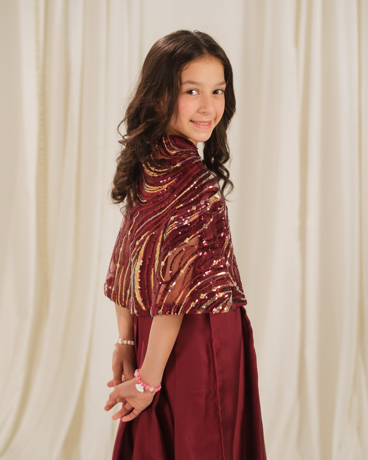 Golden Swirl Gown - 2pcs - Net & Sik - Festive - Sprinkles Pakistan
