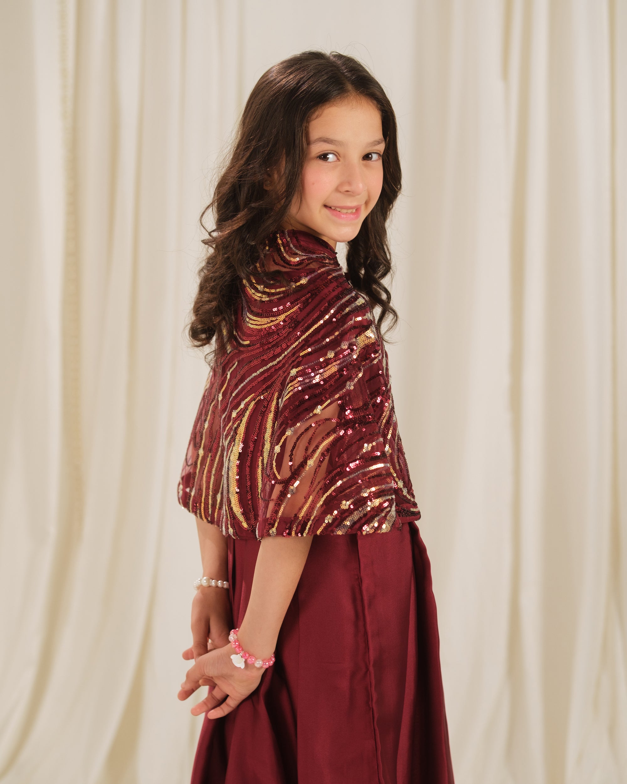 Golden Swirl Gown - 2pcs - Net & Sik - Festive - Sprinkles Pakistan