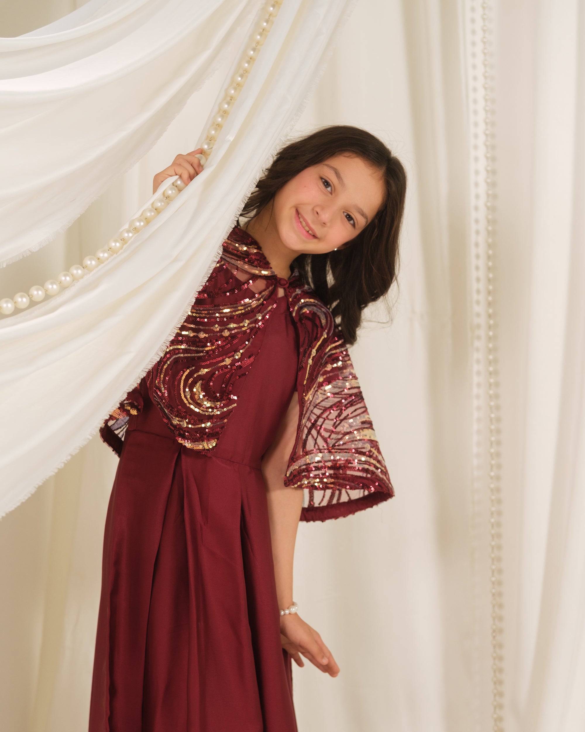Golden Swirl Gown - 2pcs - Net & Sik - Festive - Sprinkles Pakistan