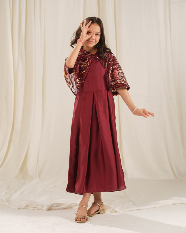 Golden Swirl Gown - 2pcs - Net & Sik - Festive - Sprinkles Pakistan