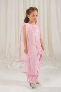 Rosette Glow Dress - 3pcs - Sequence Net & Silk - Festive - Sprinkles Pakistan