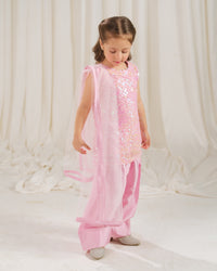 Rosette Glow Dress - 3pcs - Sequence Net & Silk - Festive - Sprinkles Pakistan