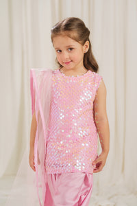 Rosette Glow Dress - 3pcs - Sequence Net & Silk - Festive - Sprinkles Pakistan