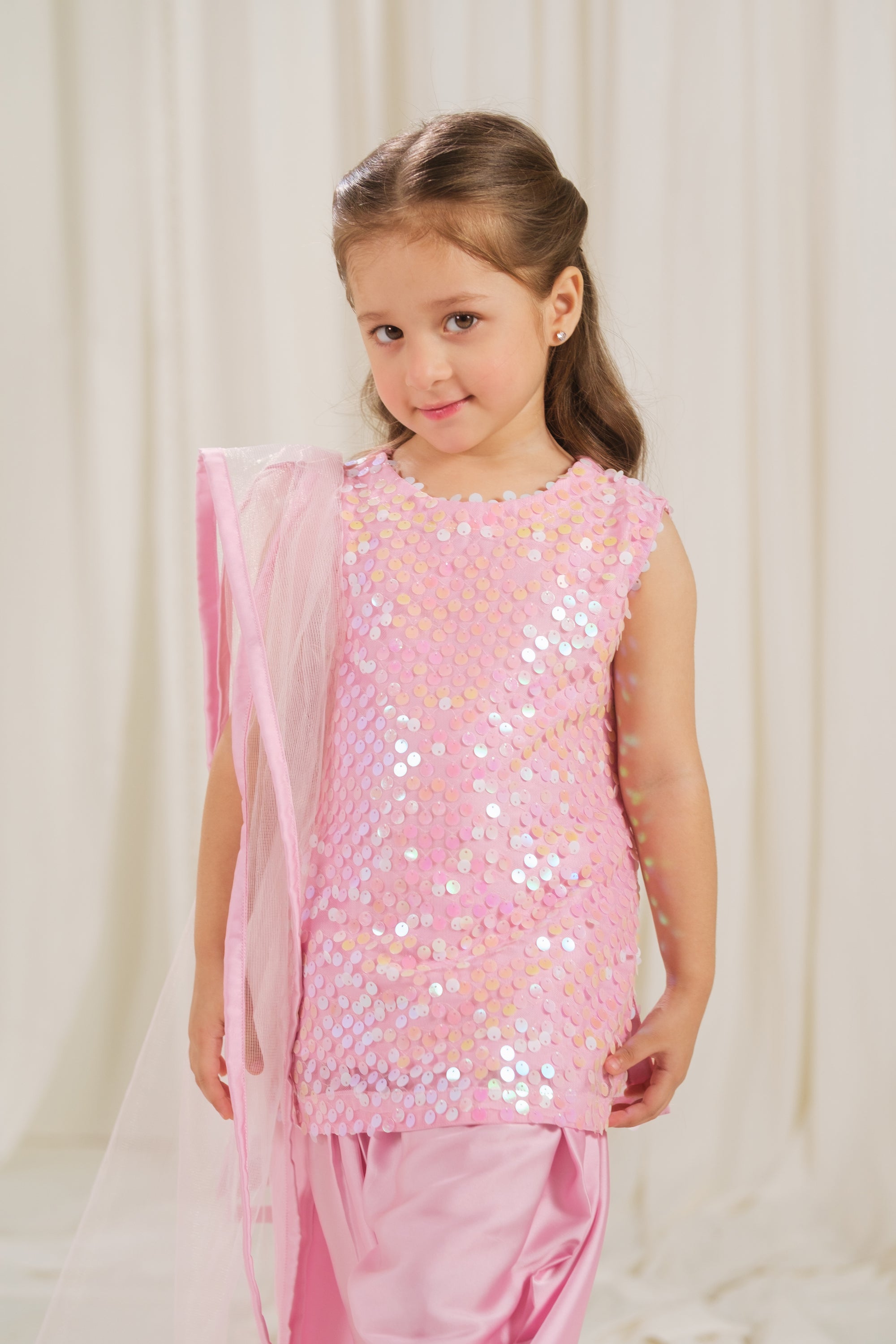 Rosette Glow Dress - 3pcs - Sequence Net & Silk - Festive - Sprinkles Pakistan