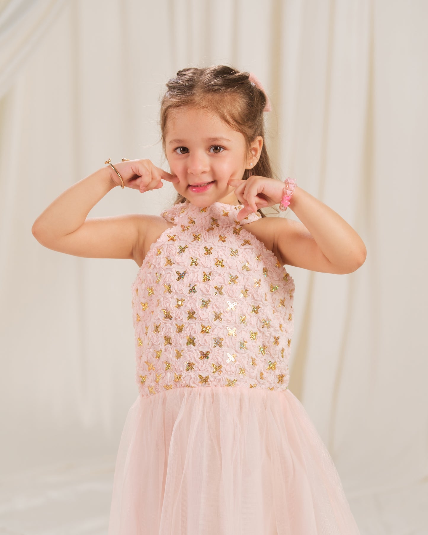 Gilded Petal Dress - 1pc - Sequence Net - Festive - Sprinkles Pakistan