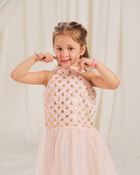 Gilded Petal Dress - 1pc - Sequence Net - Festive - Sprinkles Pakistan