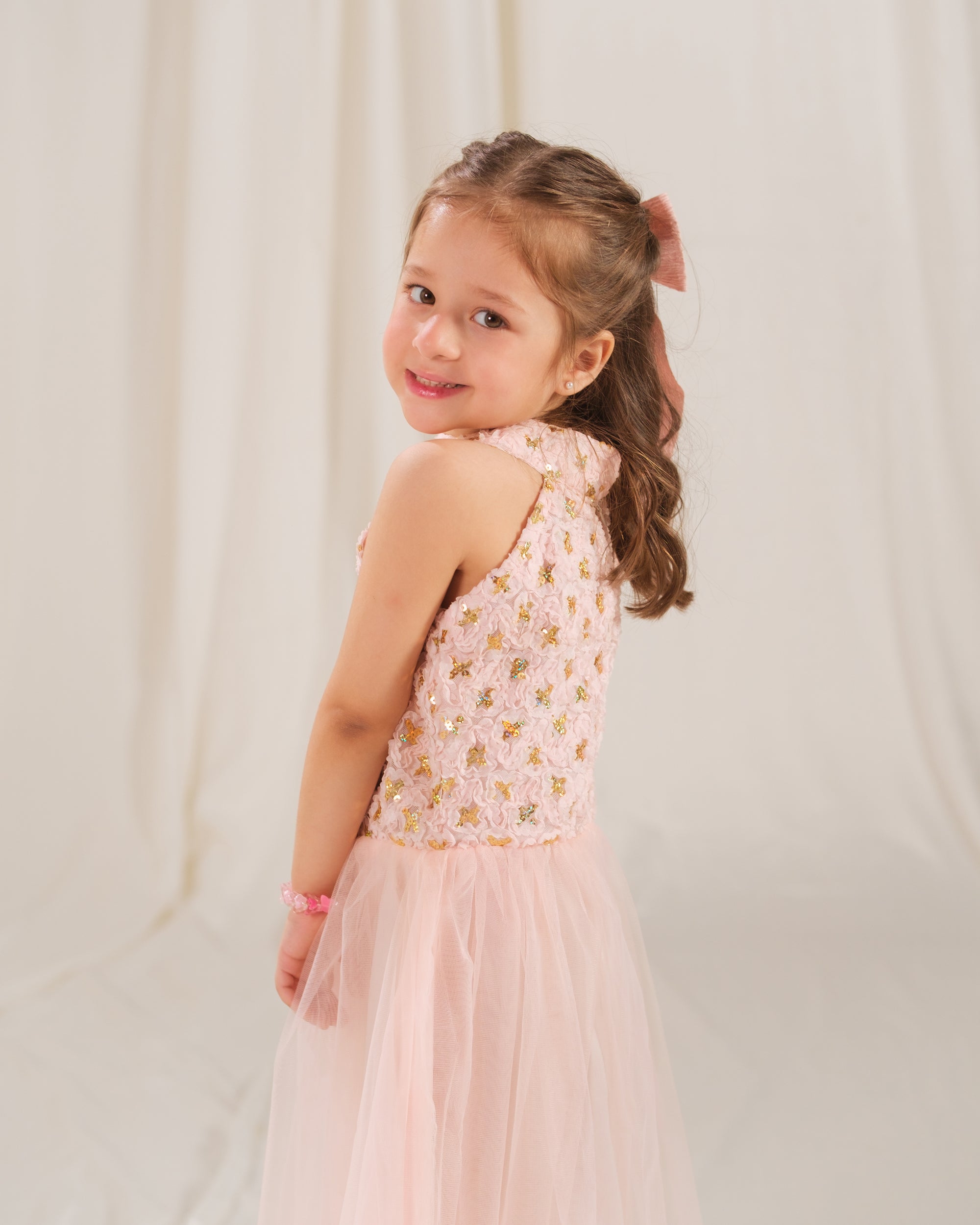 Gilded Petal Dress - 1pc - Sequence Net - Festive - Sprinkles Pakistan