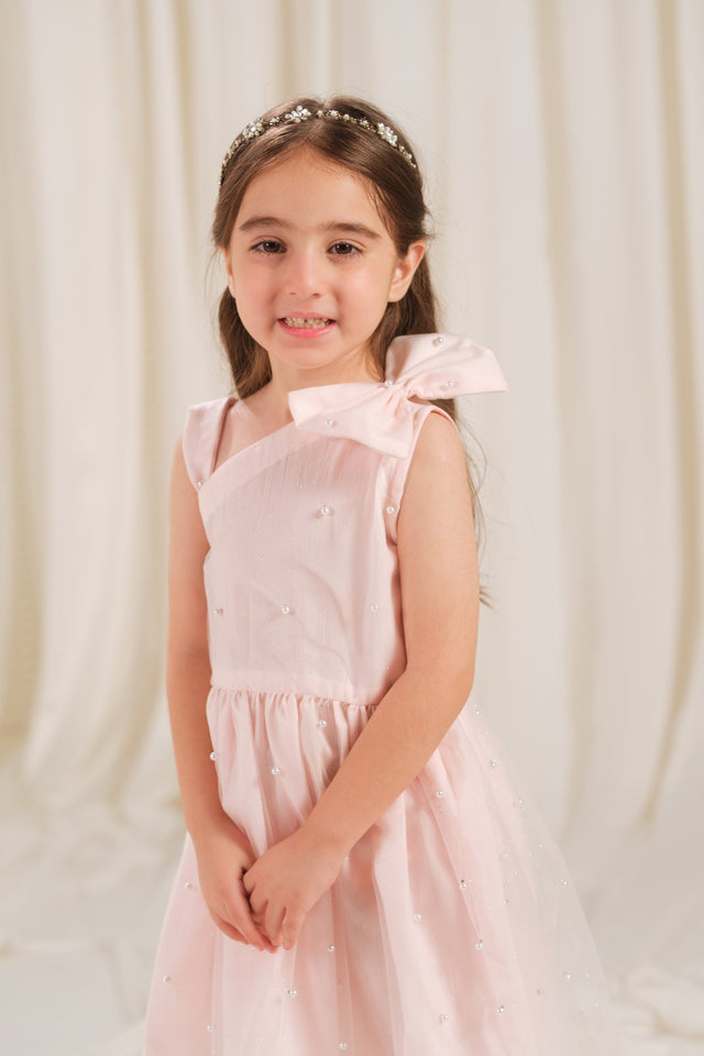 Peach Radiance Dress - 1pc - Sequence Net & Silk - Sprinkles Pakistan