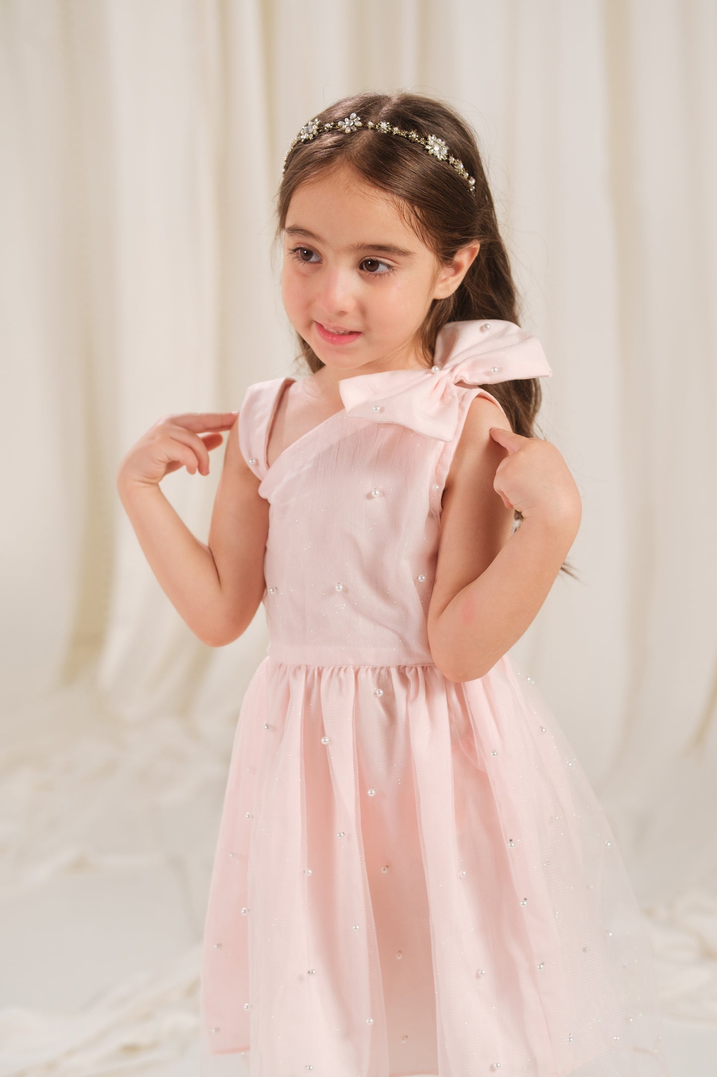 Peach Radiance Dress - 1pc - Sequence Net & Silk - Sprinkles Pakistan