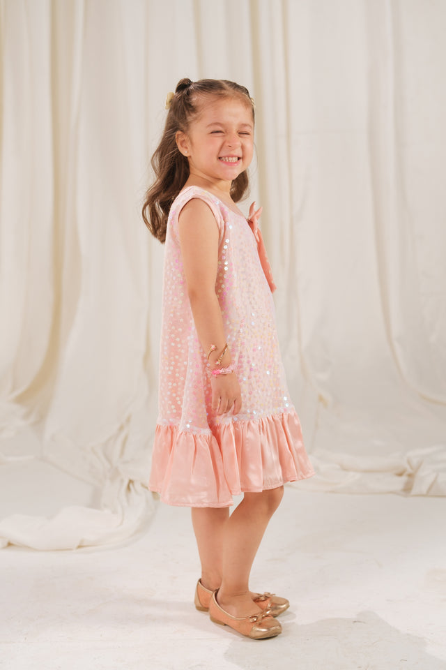 Pearl Whisper Dress - 1pc - Sequence Net & Silk - Festive - Sprinkles Pakistan