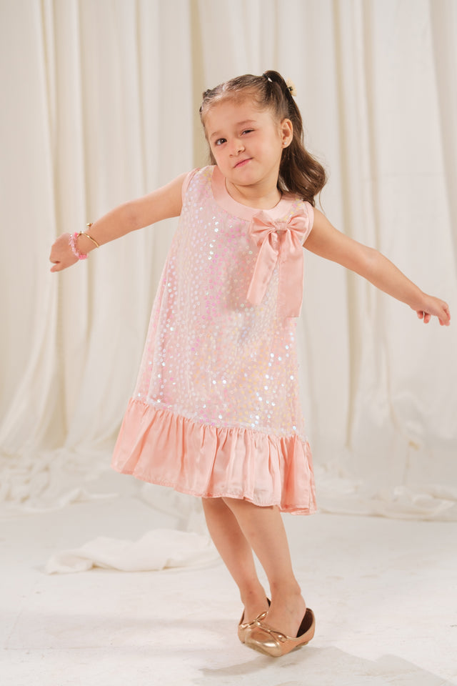 Pearl Whisper Dress - 1pc - Sequence Net & Silk - Festive - Sprinkles Pakistan