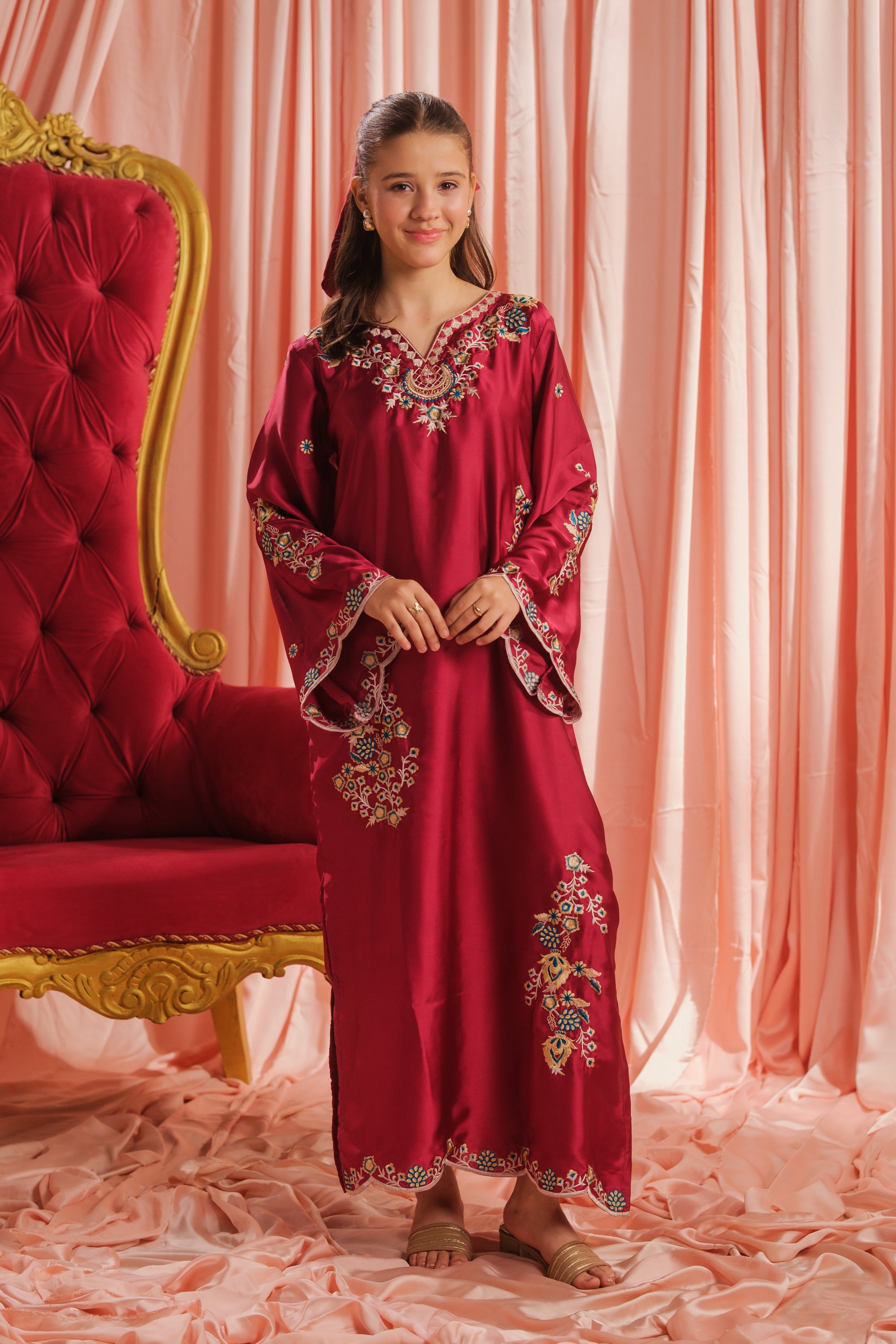 Crimson Majesty - 1pc - Embroidered - Charmeuse Silk - Festive - Sprinkles Pakistan