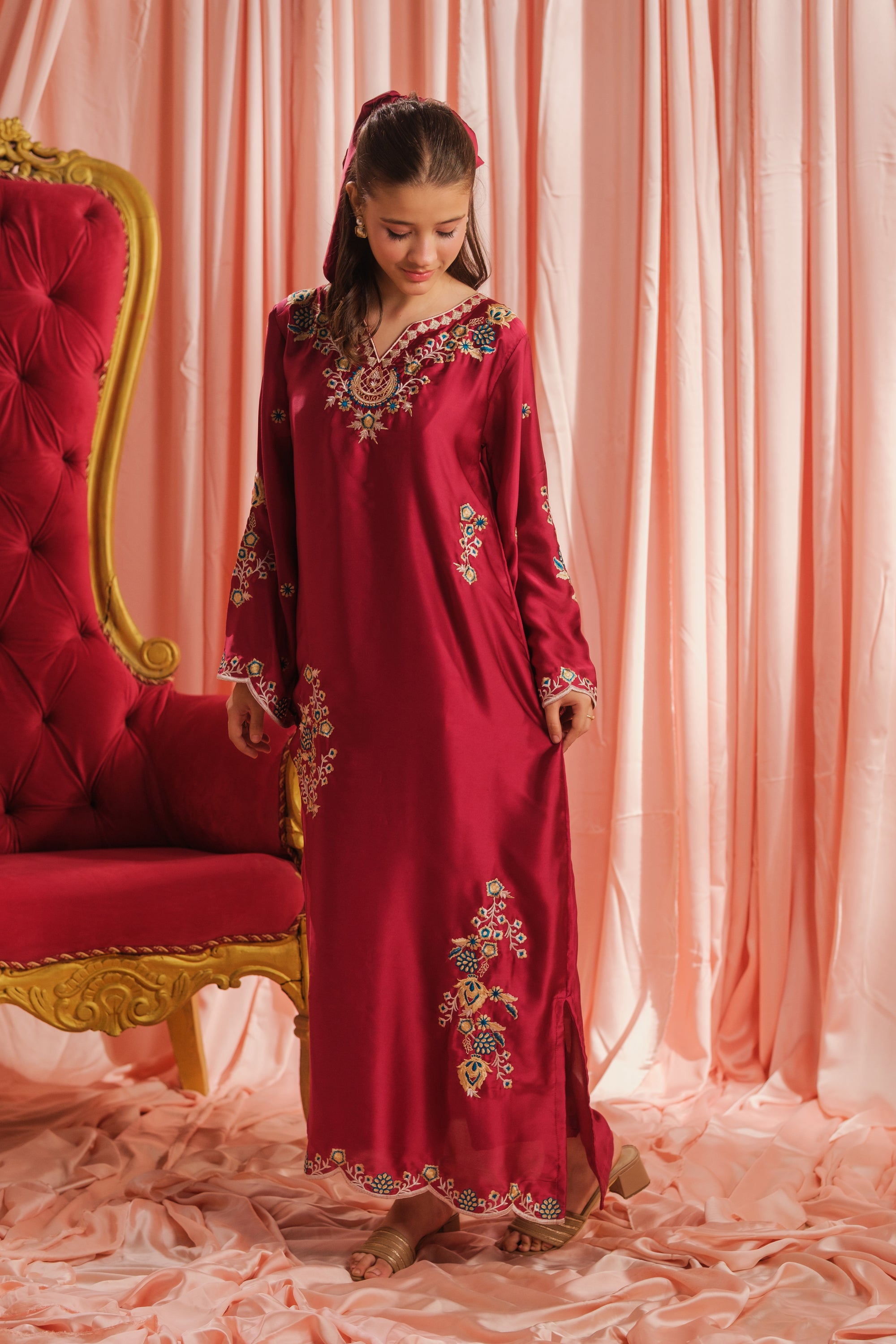 Crimson Majesty - 1pc - Embroidered - Charmeuse Silk - Festive - Sprinkles Pakistan
