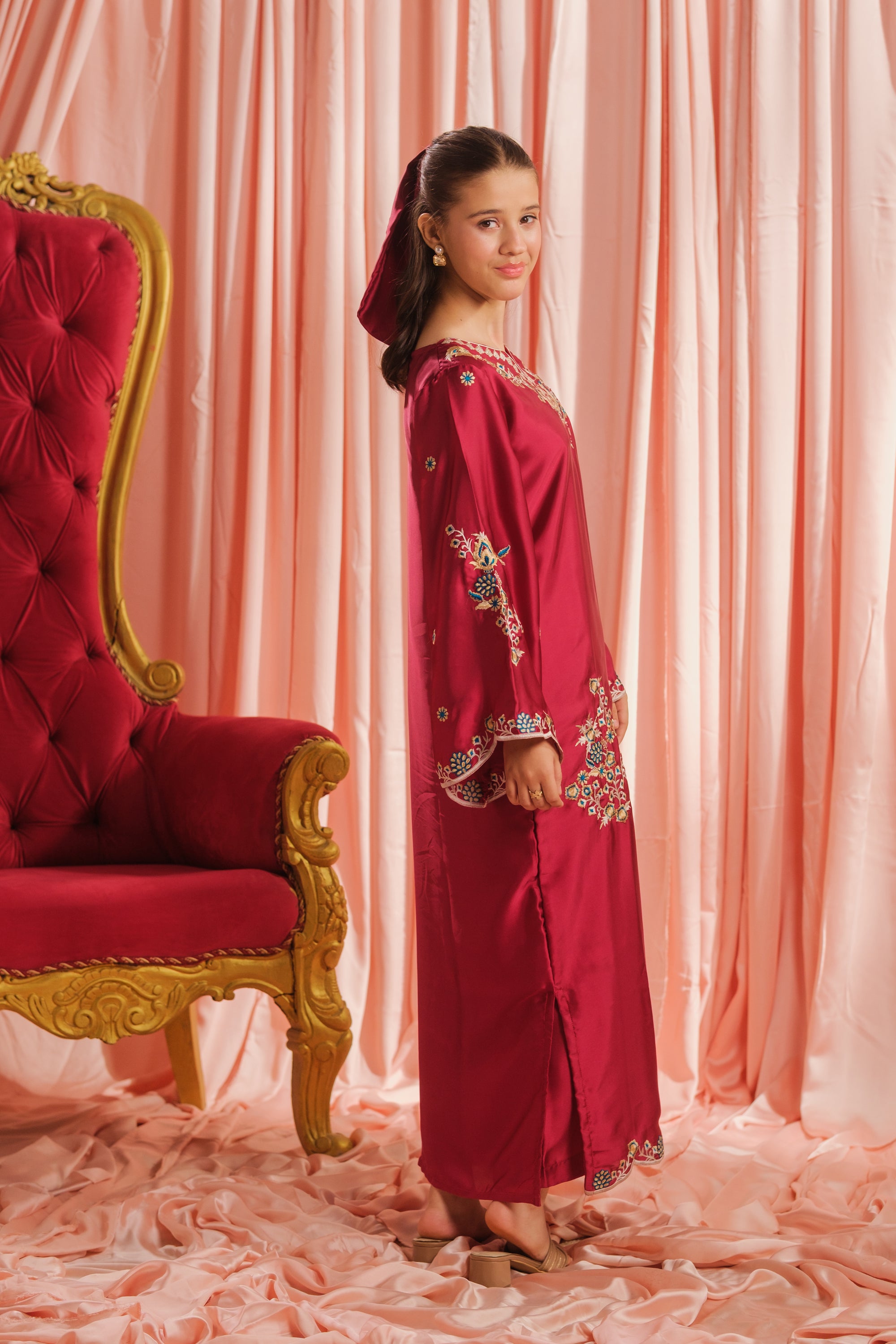 Crimson Majesty - 1pc - Embroidered - Charmeuse Silk - Festive - Sprinkles Pakistan